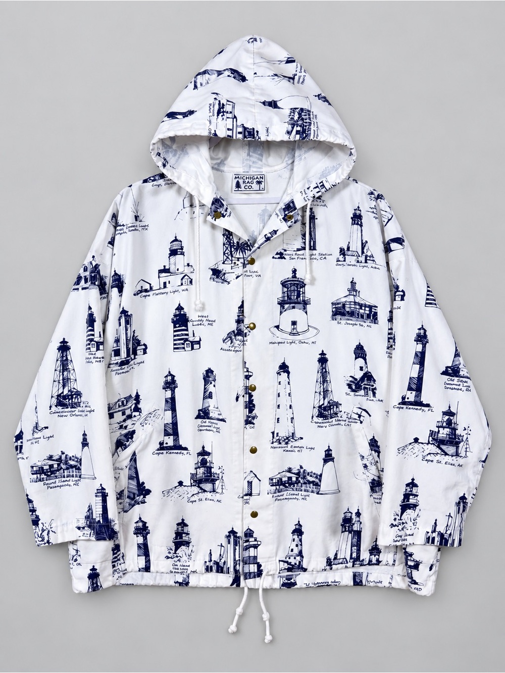 Vintage 80 Michigan Rag Co Jacket L Lighthouse Nautical Fisherman USA Coastal